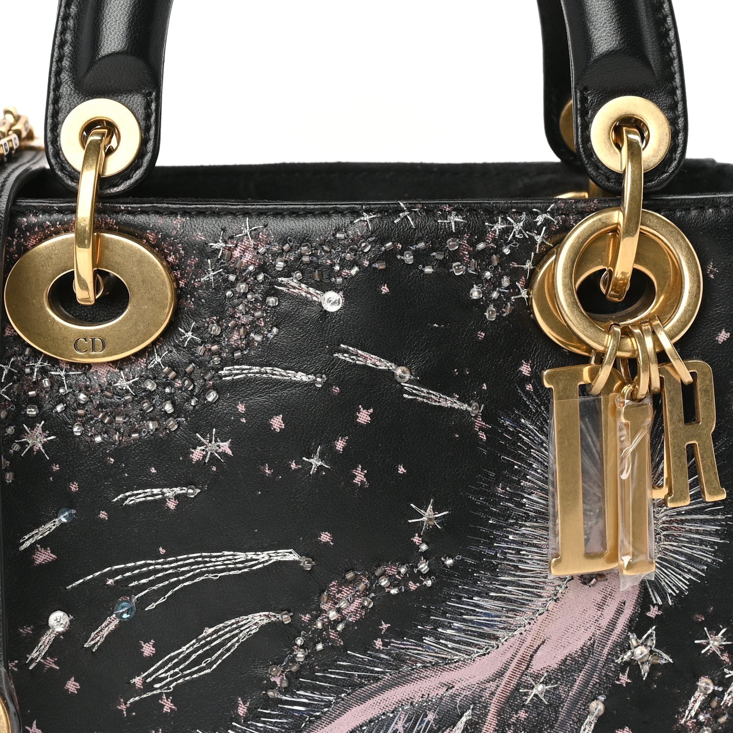 Christian Dior Lambskin Embroidered Mini C'est I Feel Blue Lady Dior  Black 6 of 8