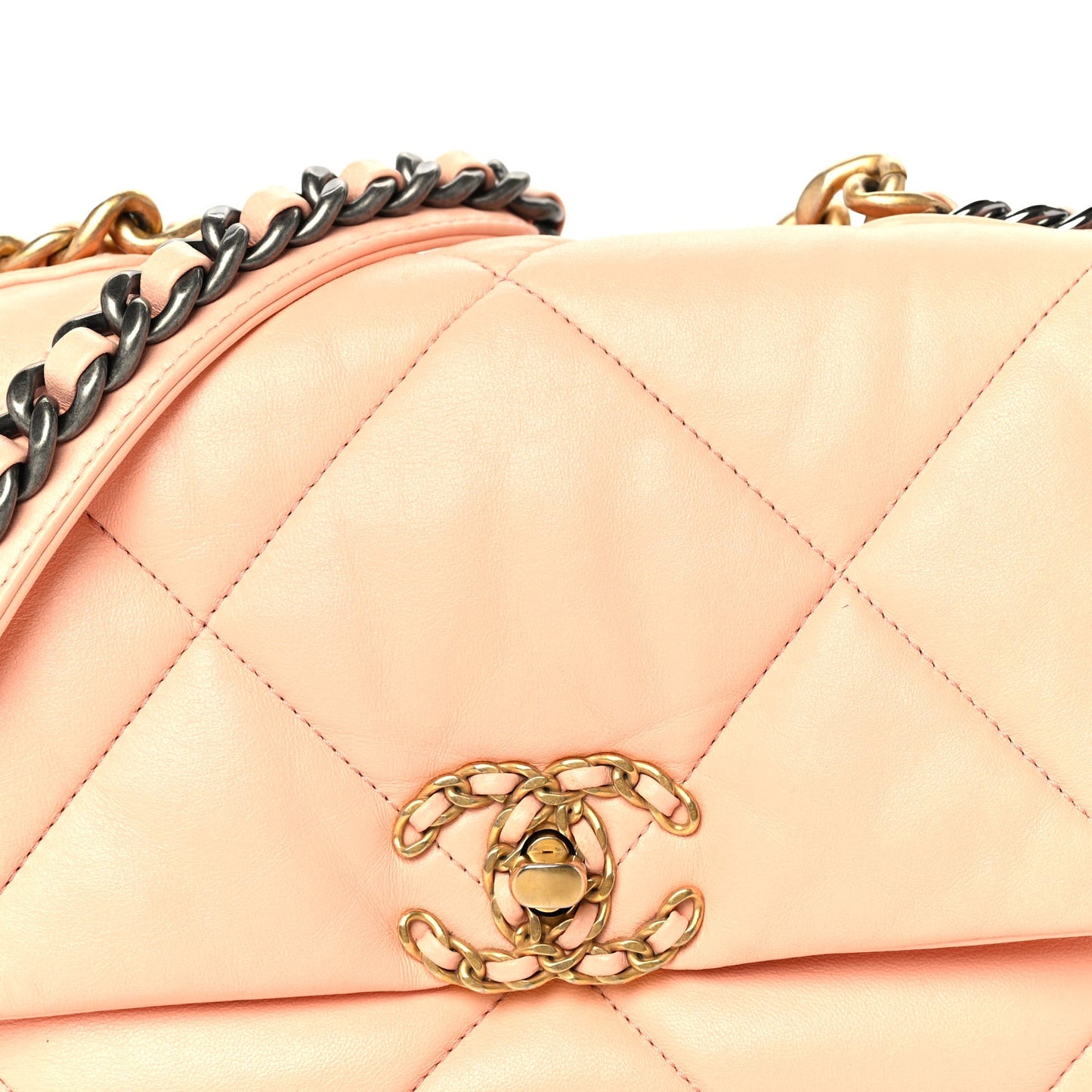 Lambskin Quilted Medium  19 Flap Light Orange