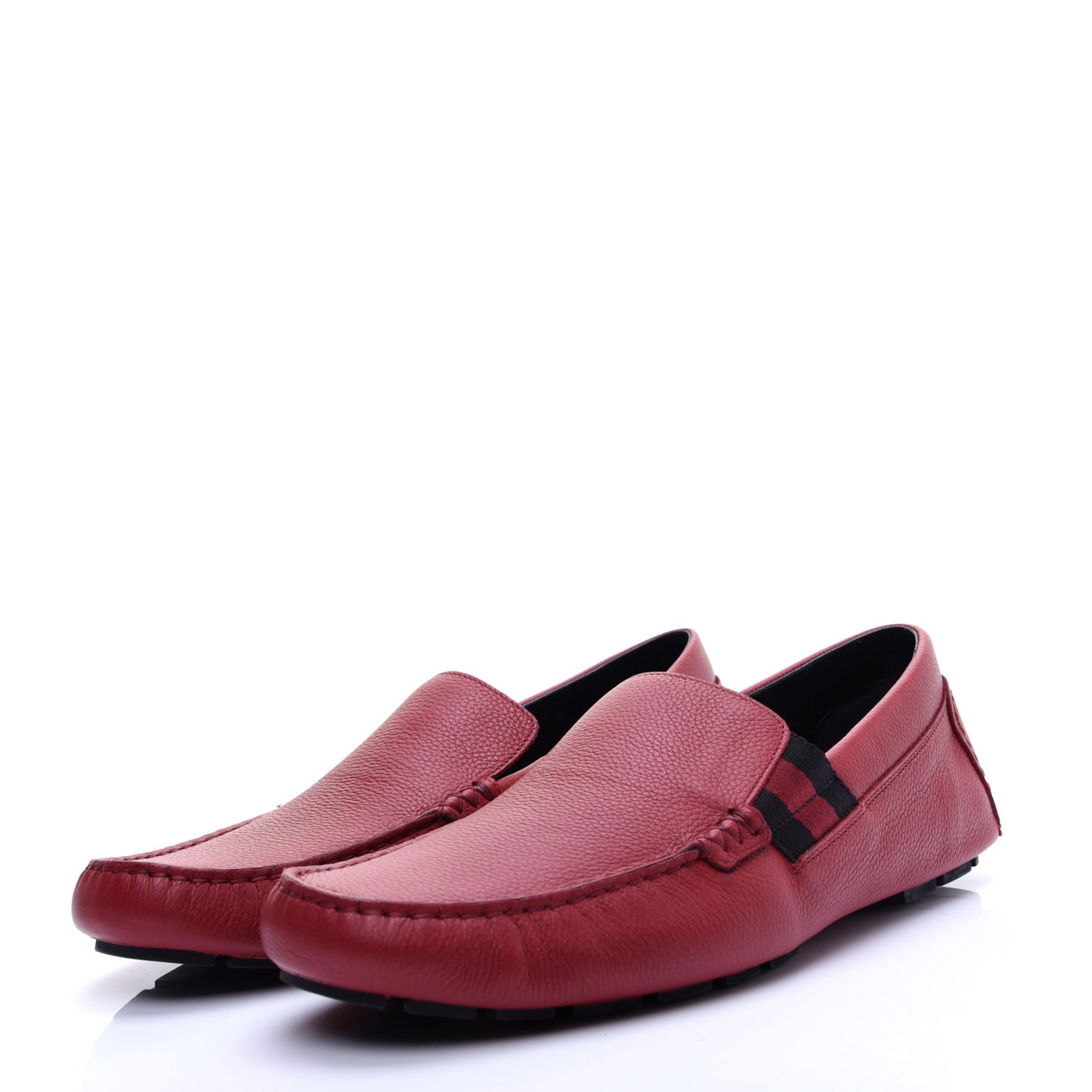 Calfskin Web Mens Driver Loafers 9 Red
