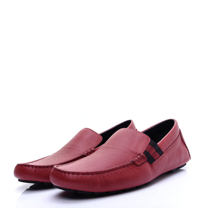 Gucci Calfskin Web Mens Driver Loafers 9 Red 4 of 13