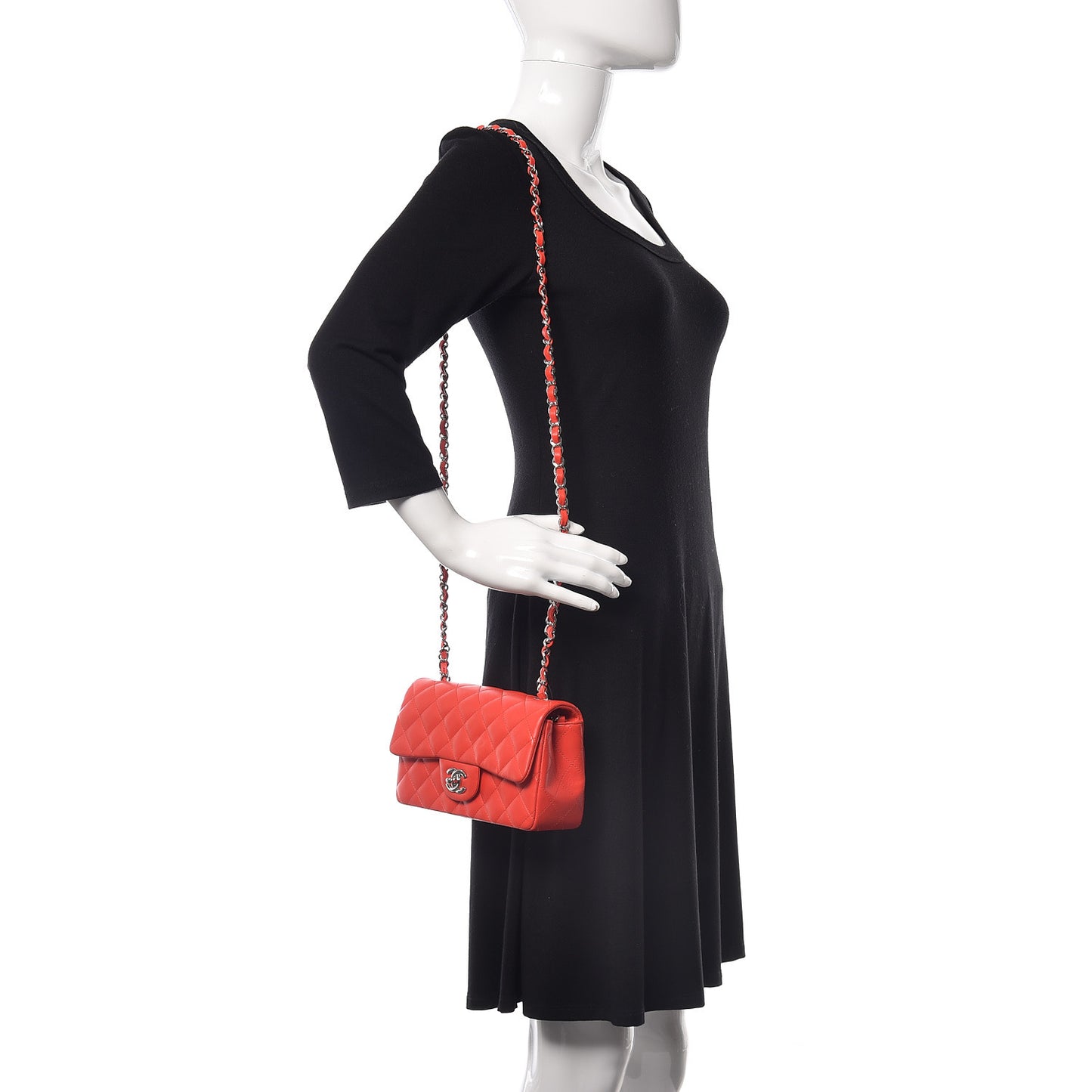 Lambskin Quilted Mini Rectangular Flap Red