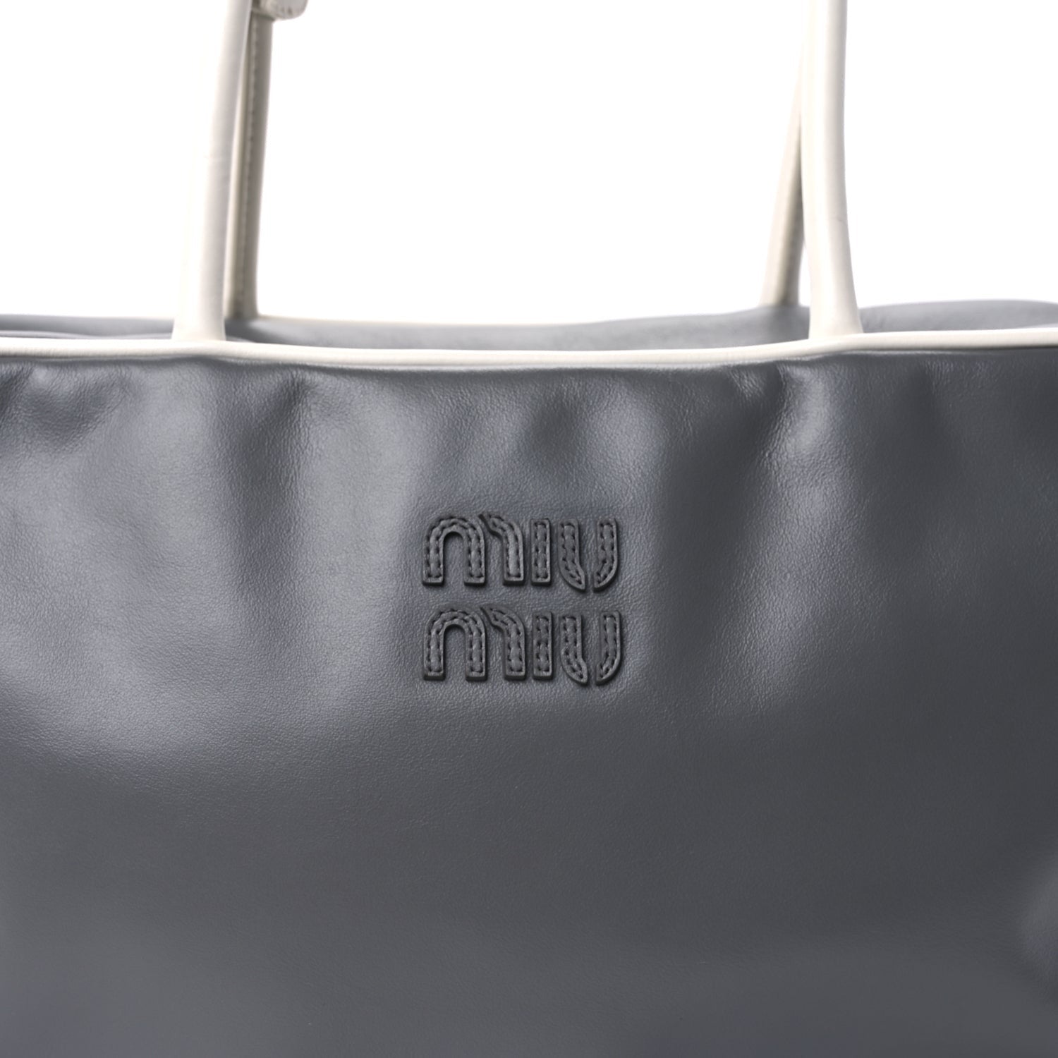 Miu Miu Soft Calf Softy Contrast Large Beau Top Handle Bag Marmo White 6 of 8