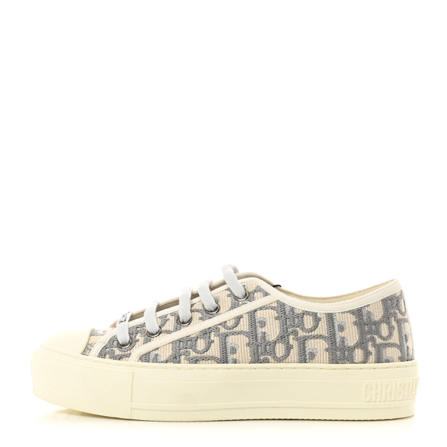 Canvas Oblique Walk'N'Dior Low Top Sneakers 34 Grey Stone