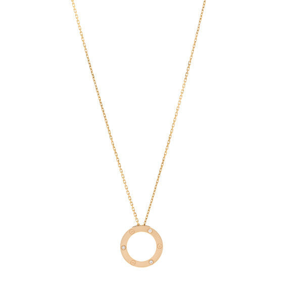 Cartier 18K Yellow Gold 3 Diamonds LOVE Pendant Necklace 1 of 1