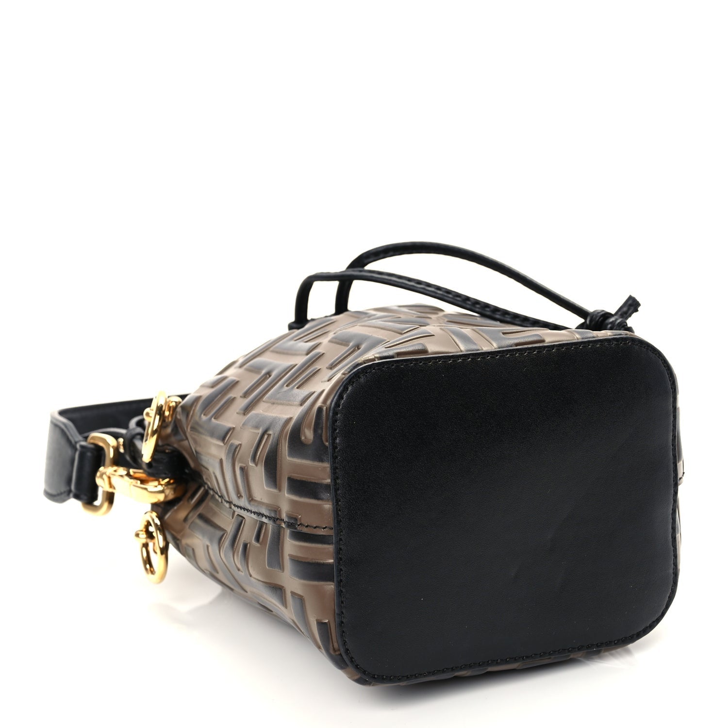 Fendi Vitello Liberty F is  Bi-Color FF 1974 Embossed Mini Mon Tresor Bucket Bag Maya Black Maya 3 of 8