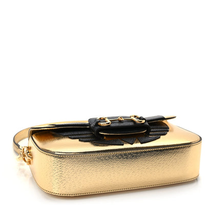 Gucci X ADIDAS Textured Dollar Calfskin Web Trefoil Horsebit 1955 Shoulder Bag King Gold Black 3 of 8