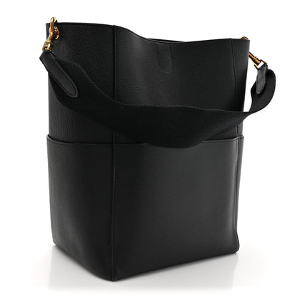 Celine Soft Grained Calfskin Sangle Bucket Bag Black 3 of 14