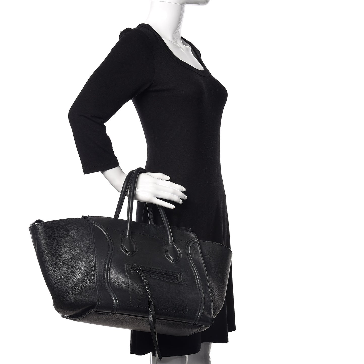 Smooth Calfskin Medium Phantom Luggage Black