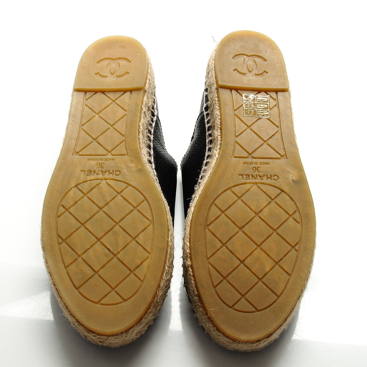 Grained Calfskin CC Espadrilles 36 Black