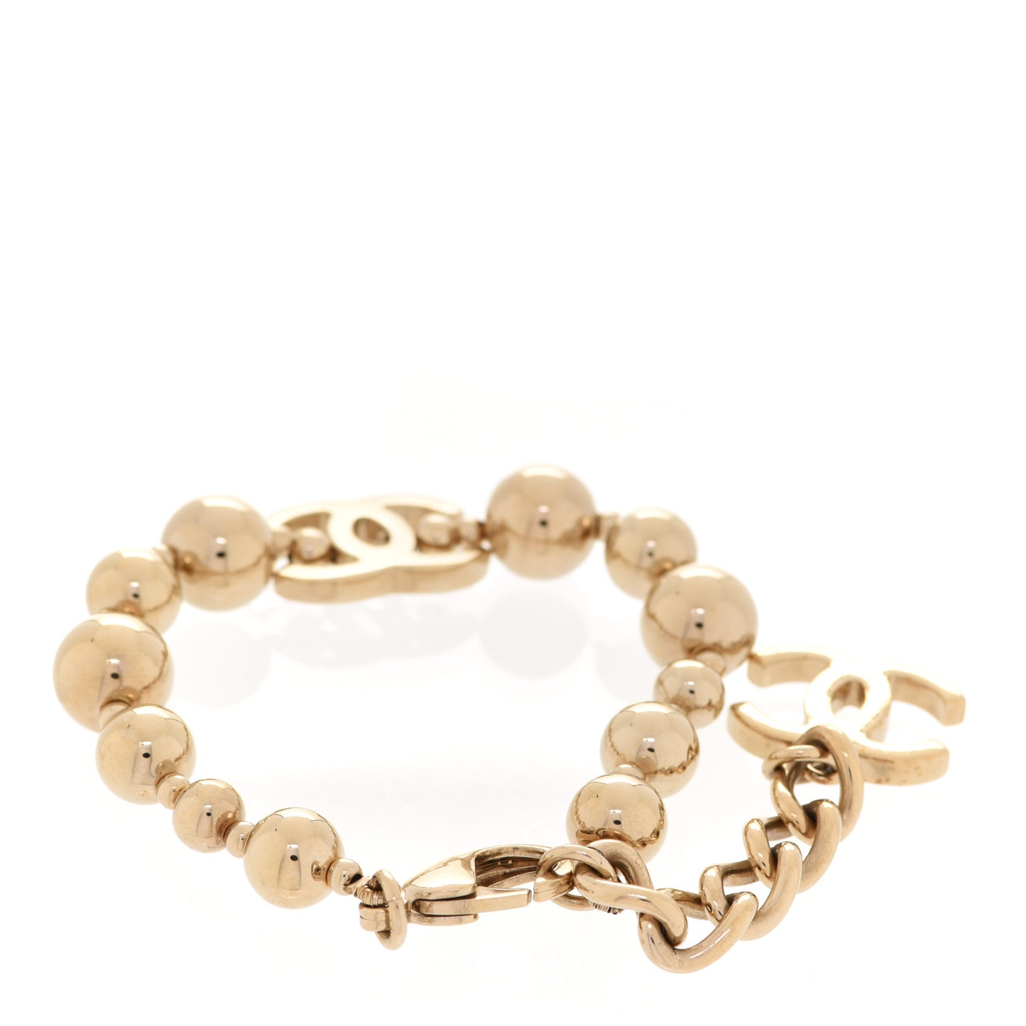 Metal Beaded CC Bracelet Gold