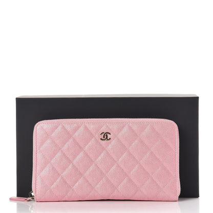 Chanel Iridescent Caviar Quilted Large Zip Around Organizer Wallet Pink 11 of 11