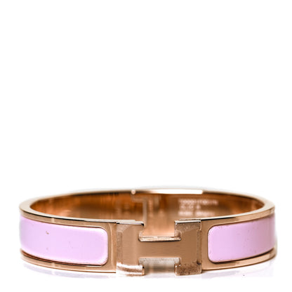 Hermes Enamel Narrow Clic Clac H Bracelet PM Rose Dragee 1 of 5
