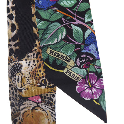 Hermes Silk Jungle Love Love Twilly Black Vert Rose Vif 3 of 4