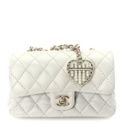 Chanel Lambskin Quilted Mini Flap Bag Charm With Hook  Grey 1 of 9