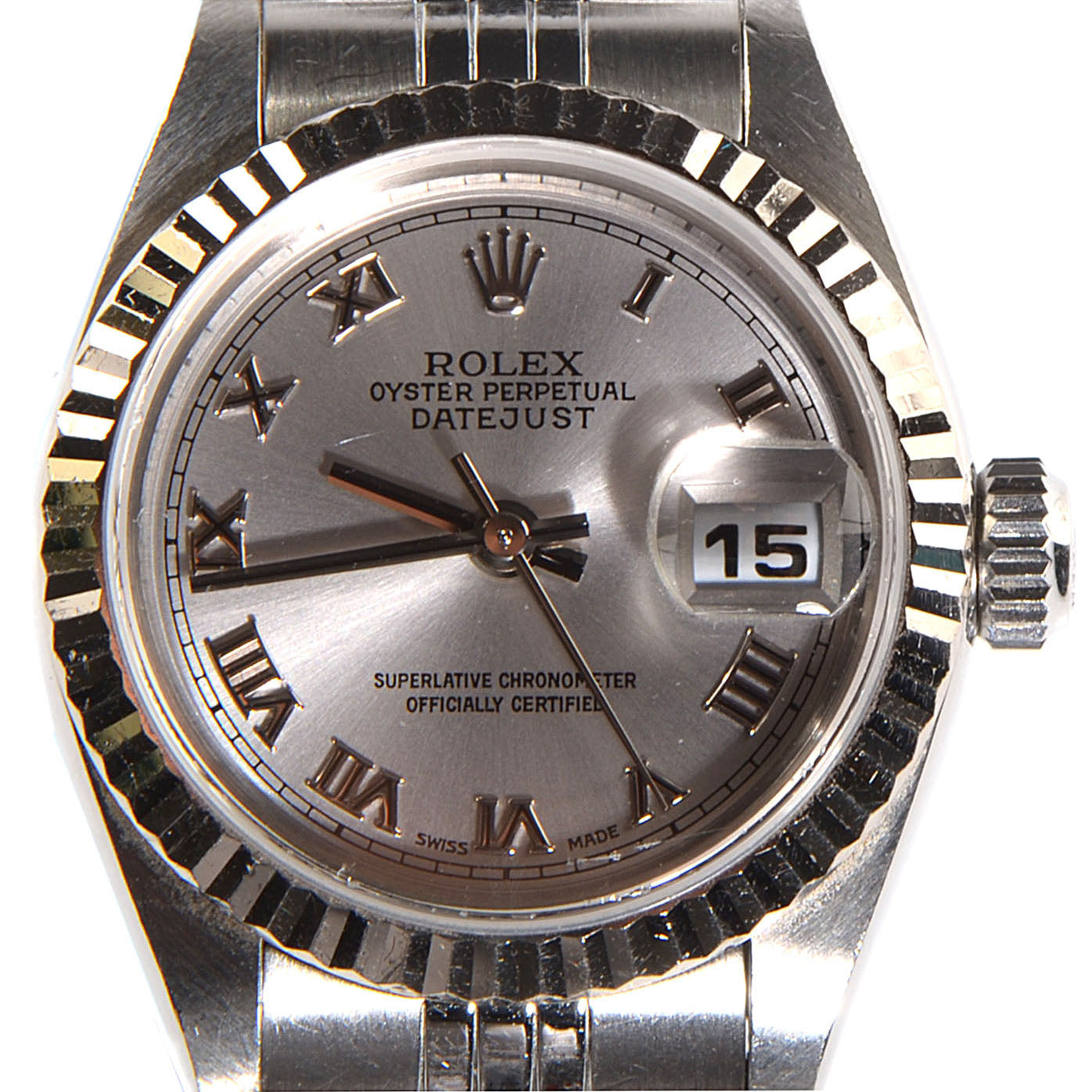 Rolex Stainless Steel 18K White Gold 26mm Oyster Perpetual Datejust Watch Silver Roman 179174 4 of 8