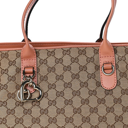 Gucci Monogram Large Heart Bit Charm Top Handle Tote Coral 7 of 9