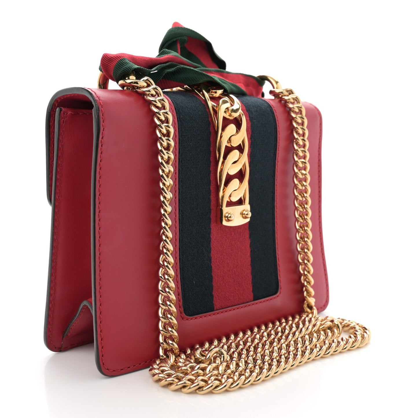 Calfskin Mini Sylvie Chain Shoulder Bag Hibiscus Red
