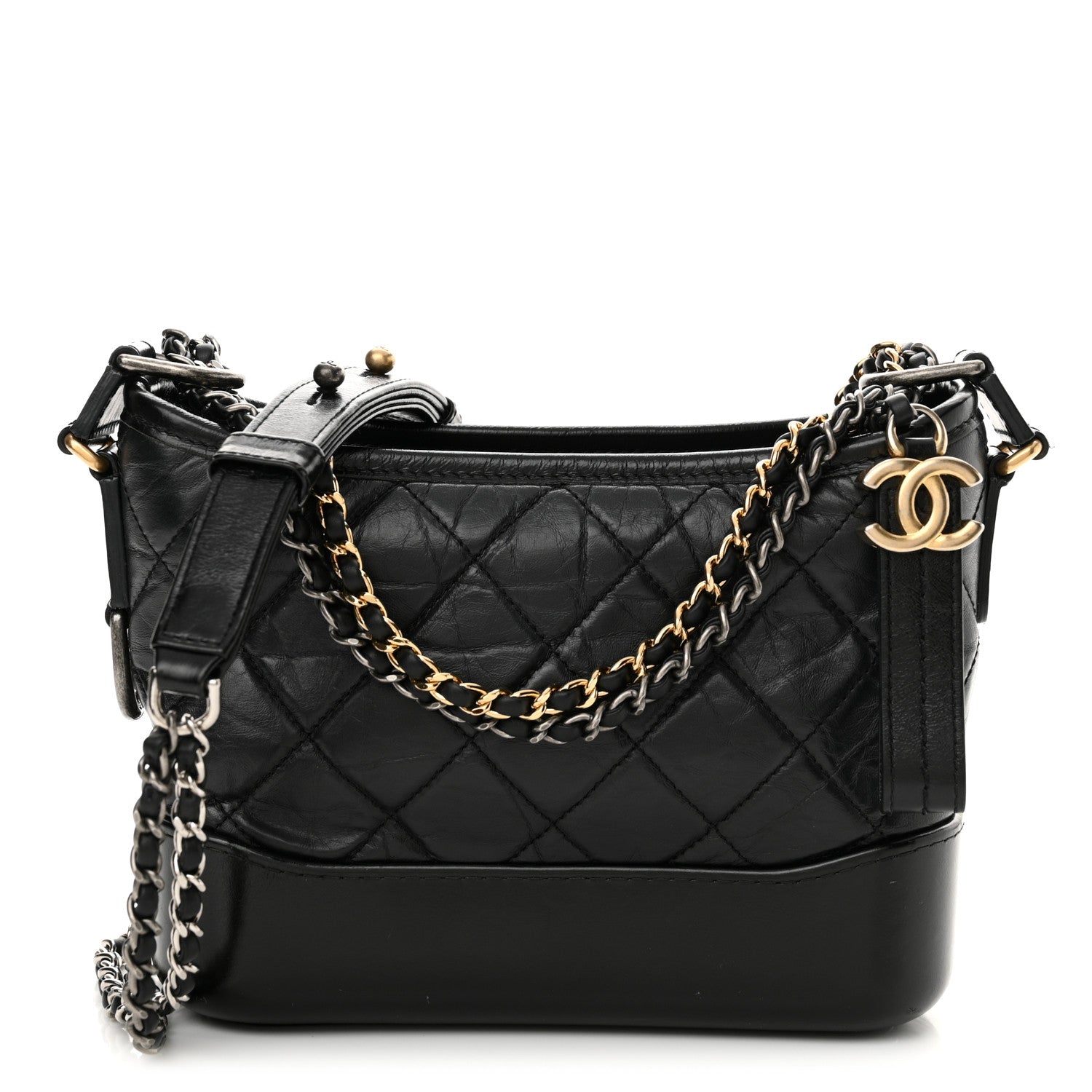Chanel Aged Calfskin Quilted Small Gabrielle Hobo Black 1 of 12