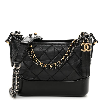 Chanel Aged Calfskin Quilted Small Gabrielle Hobo Black 1 of 12