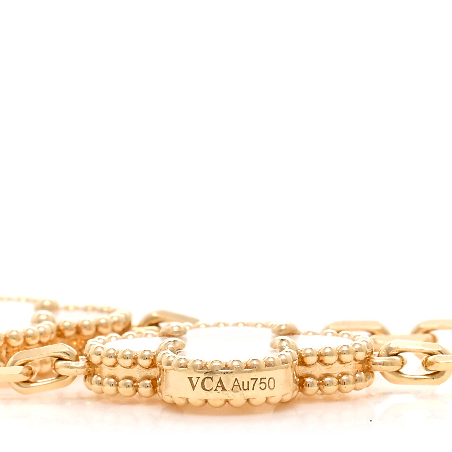 18K Yellow Gold Mother of Pearl 10 Motifs Vintage Alhambra Necklace