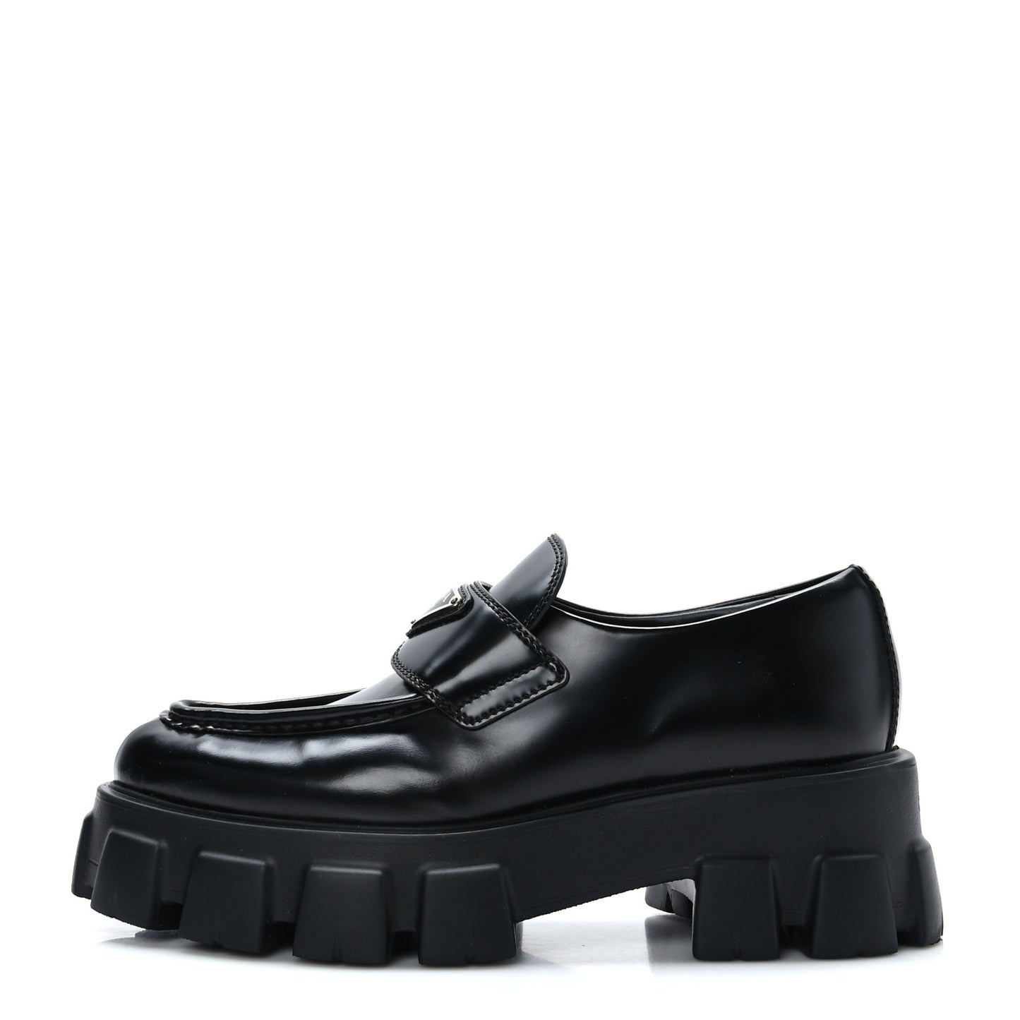 Spazzolato Triangle Logo Monolith Pointy 55mm Loafers 37 Black