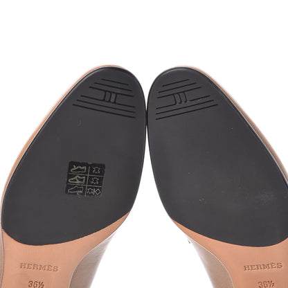 Hermes Goatskin Womens Paris Loafers 36.5 Etoupe 8 of 9
