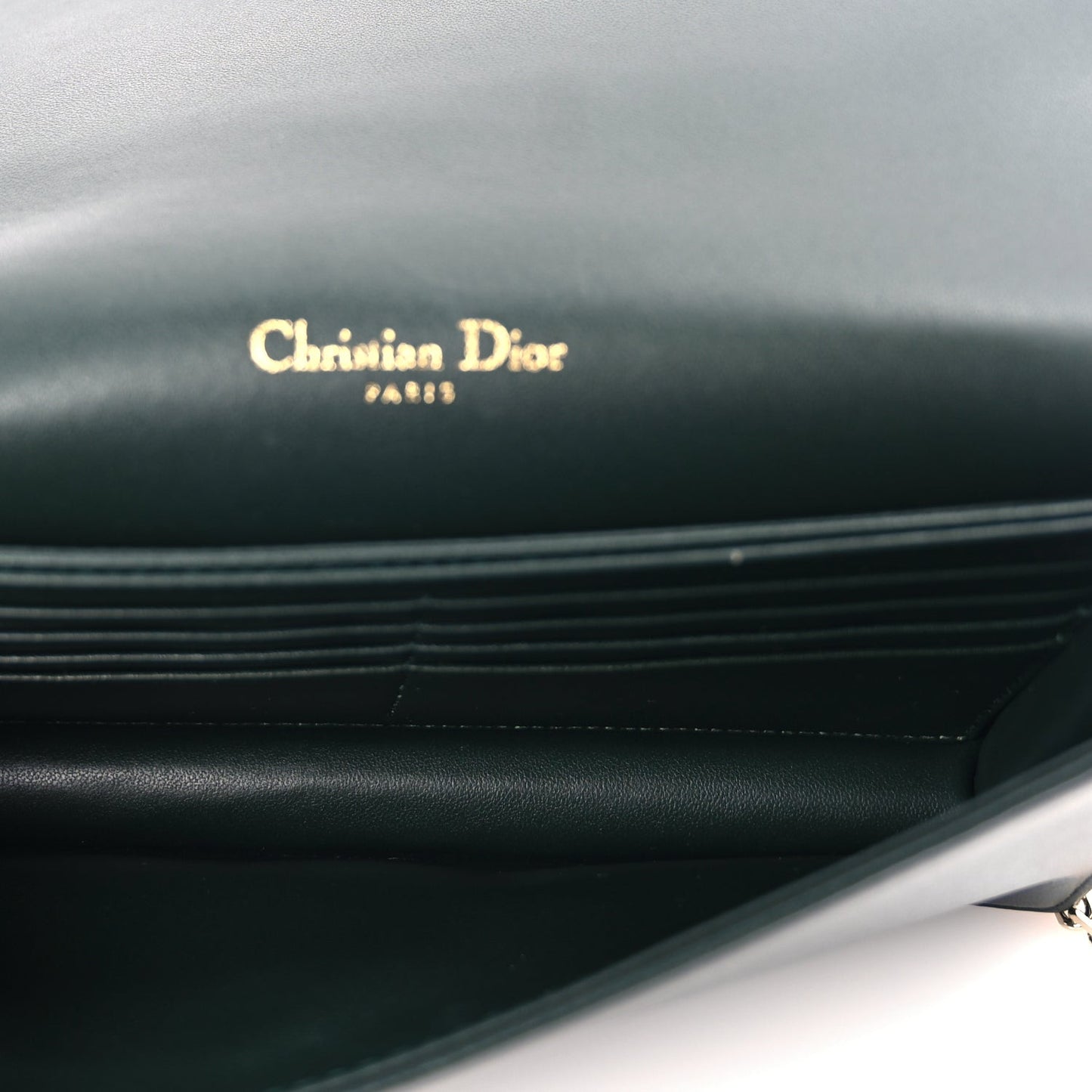 Lambskin Cannage Lady Dior Pouch Dark Green