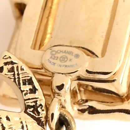 Chanel Crystal Tweed CC Drop Earrings Pink Gold 4 of 5