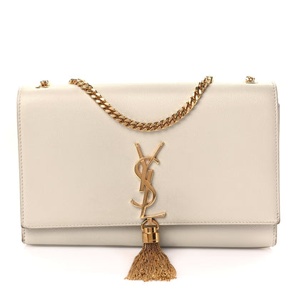 Saint Laurent Grain De Poudre Calfskin Medium Classic Monogram Kate Tassel Satchel Crema Soft 1 of 8
