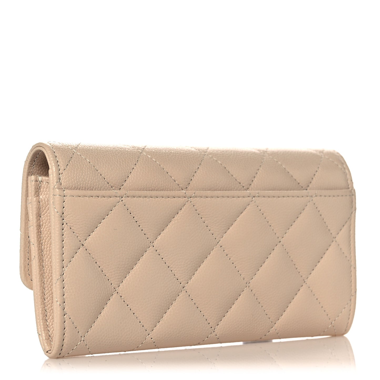 Caviar Pearl Quilted Coco Candy Wallet Beige