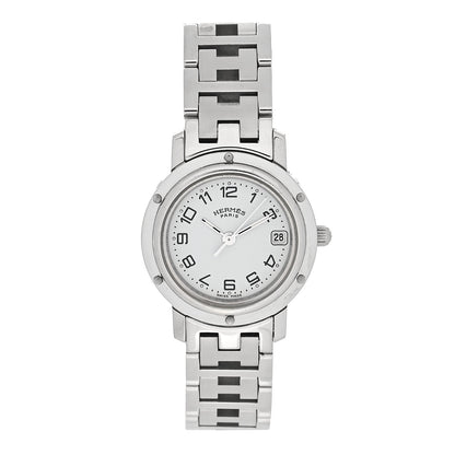Hermes Stainless Steel 24mm Clipper Quartz Watch White 1 of 5
