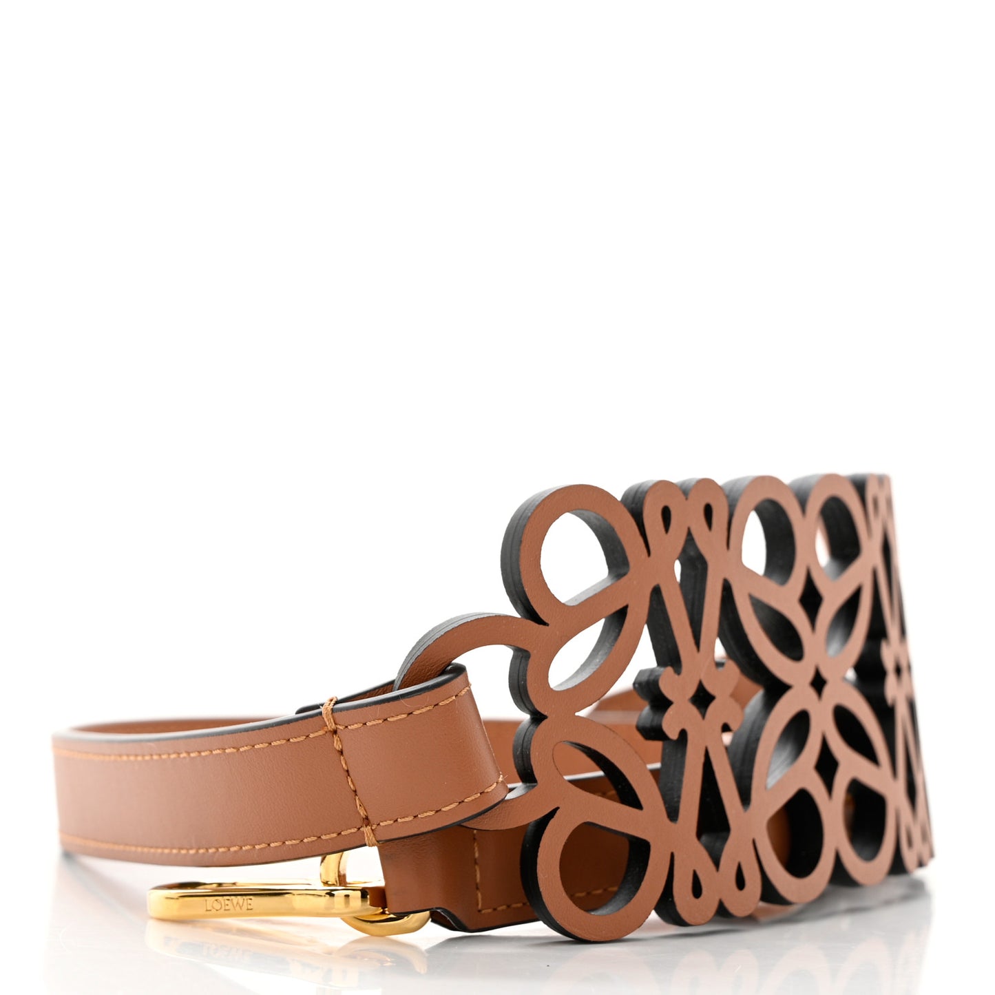 Calfskin Anagram Cutout Strap Tan