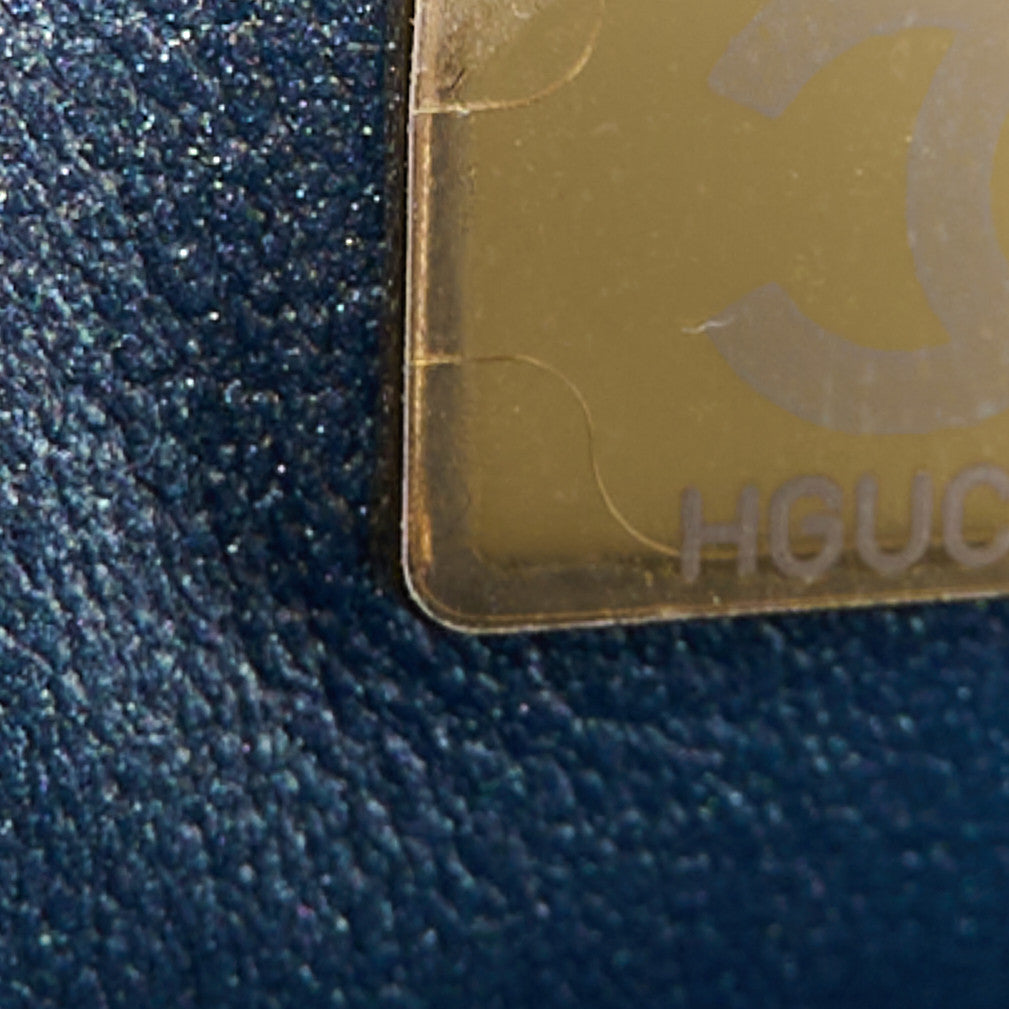 Washed Denim Quilted Mini Rectangular Flap Blue