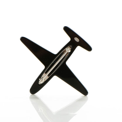 Chanel Resin Pearl CC Airplane Brooch Black White 3 of 5