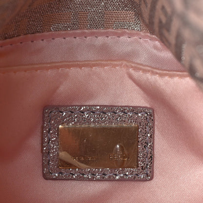Fendi Metallic Jacquard Zucchino Suede Mini Mama Baguette  Cipria Argento Grigio 5 of 7