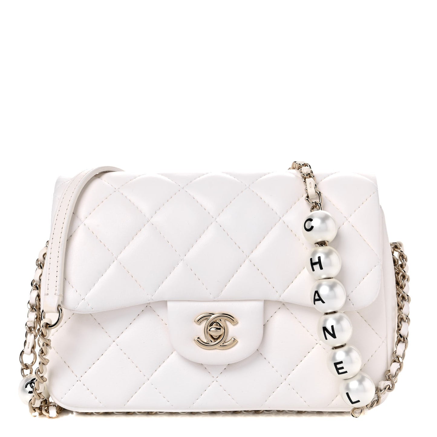 Lambskin Quilted Small My Precious Flap White