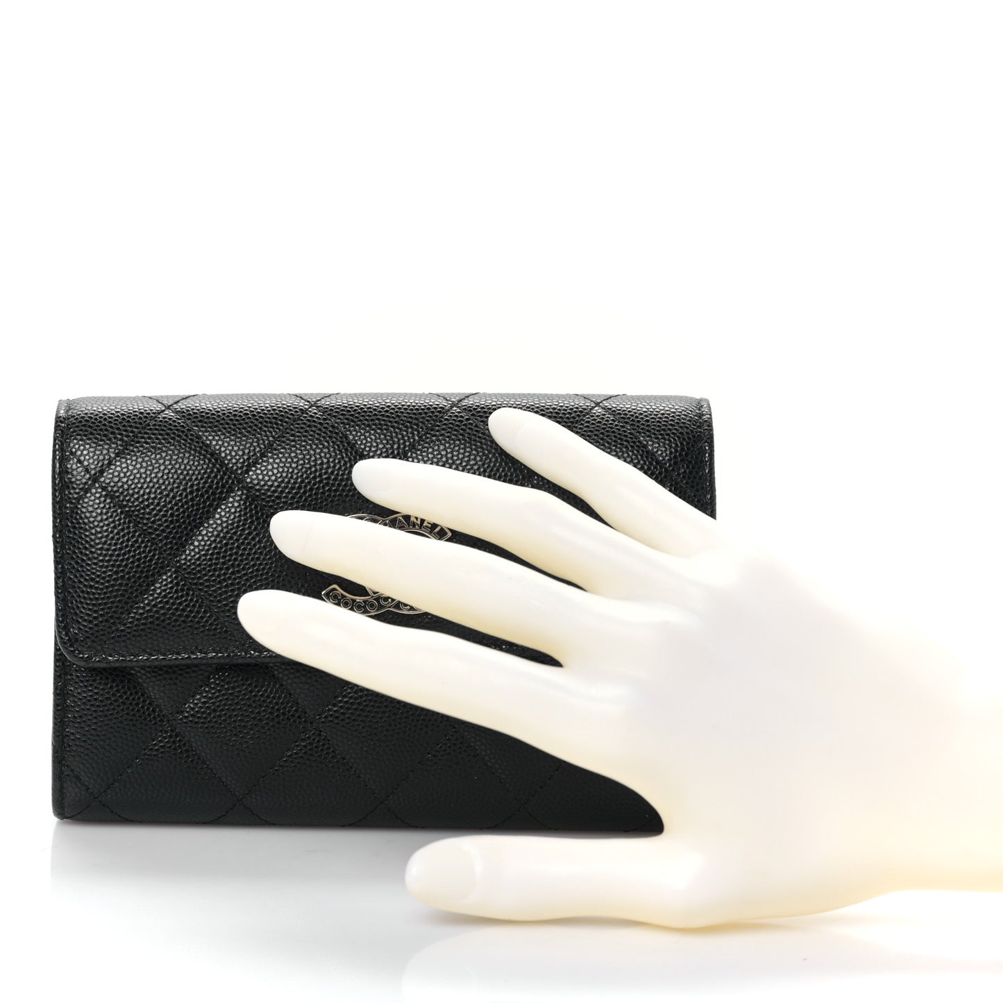 Caviar Quilted Coco Chanel CC Medium Flap Wallet Black