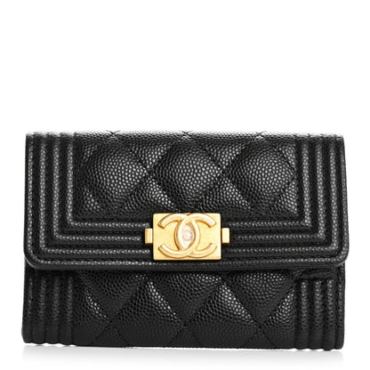 Chanel Caviar Quilted Boy Flap Card Holder Black 1 of 7