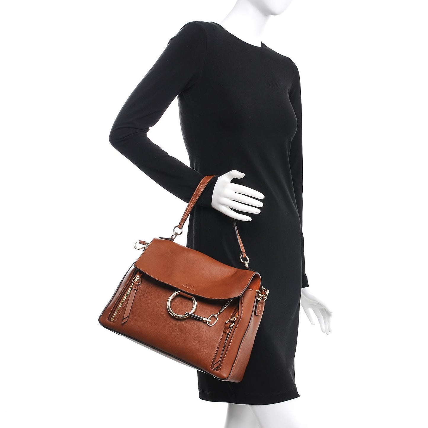 Calfskin Medium Faye Day Shoulder Bag Tan