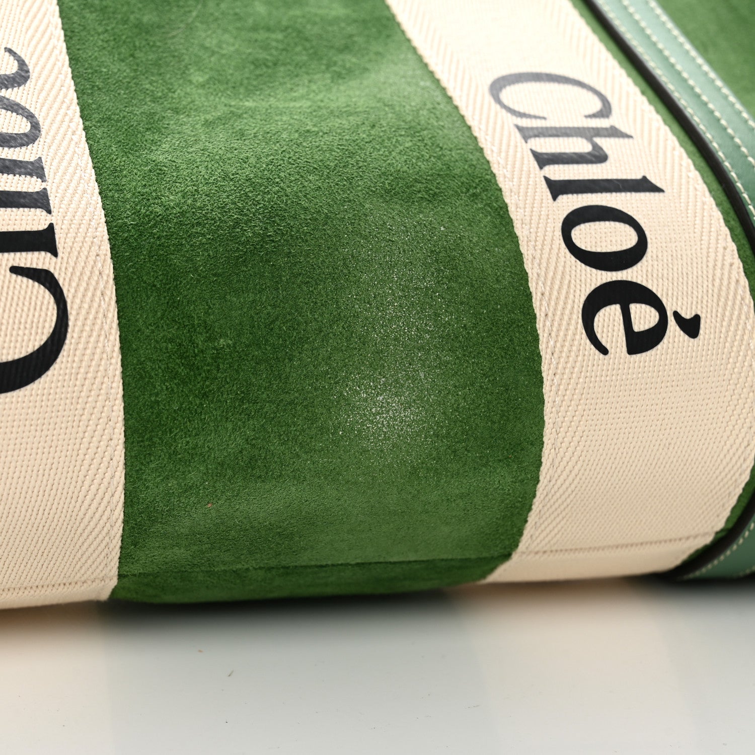 Chloe Suede Calfskin Medium Woody Tote Bright Green 9 of 9