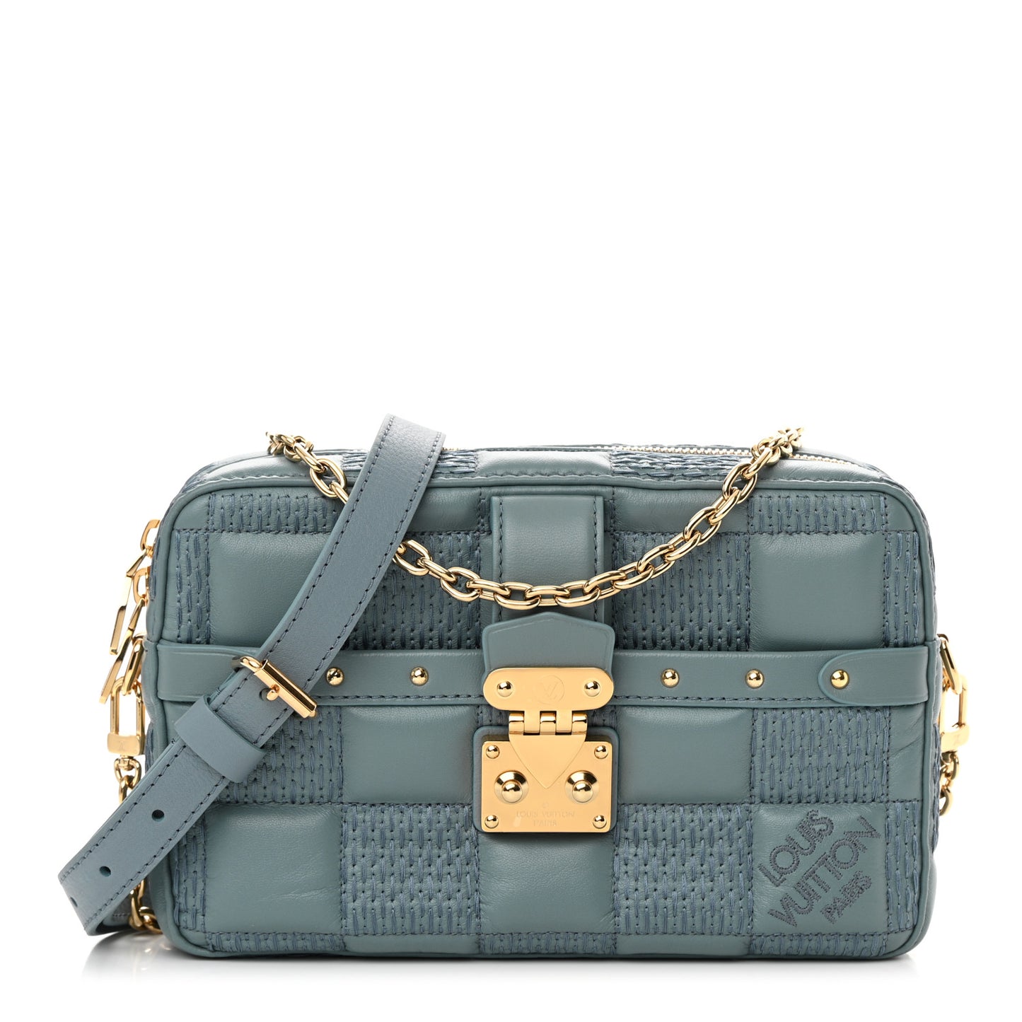 Lambskin Damier Quilt Troca PM Glacier