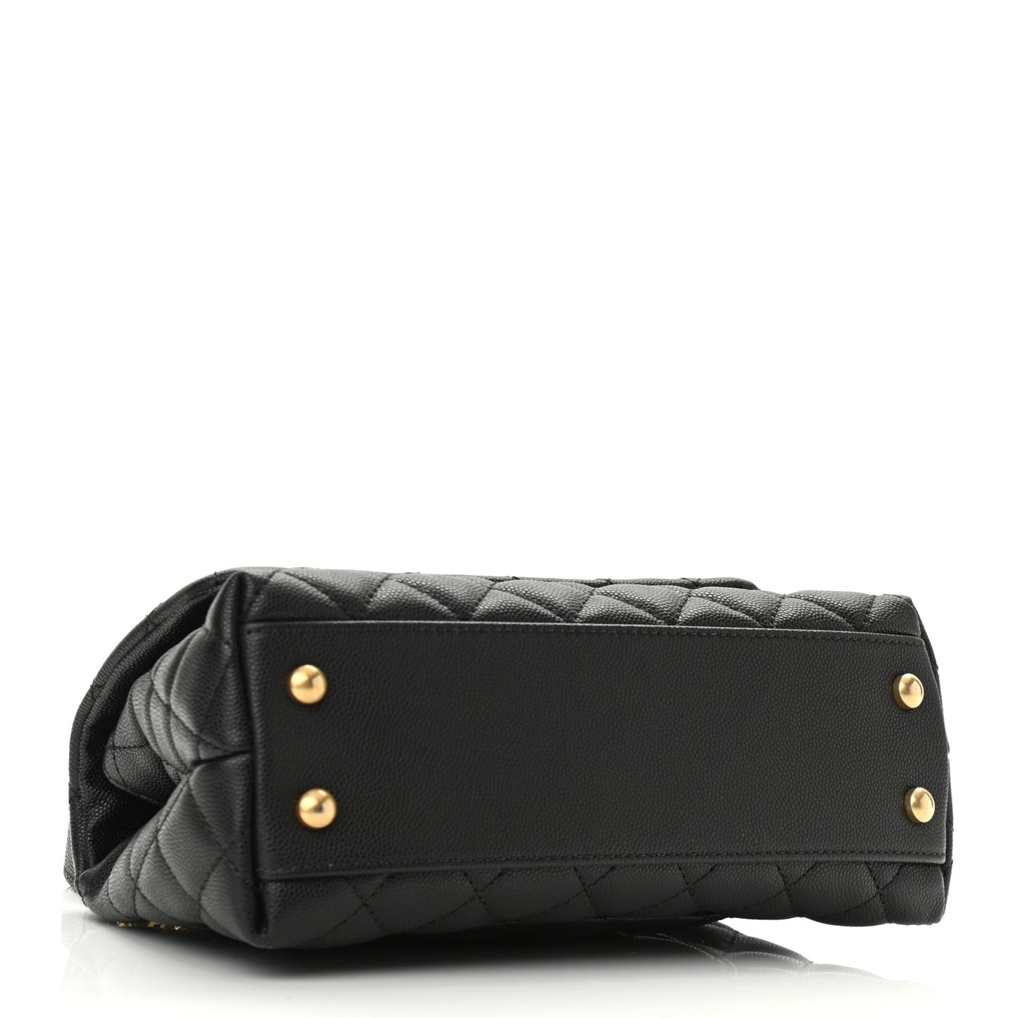 Caviar Lizard Embossed Quilted Mini Coco Handle Flap Black