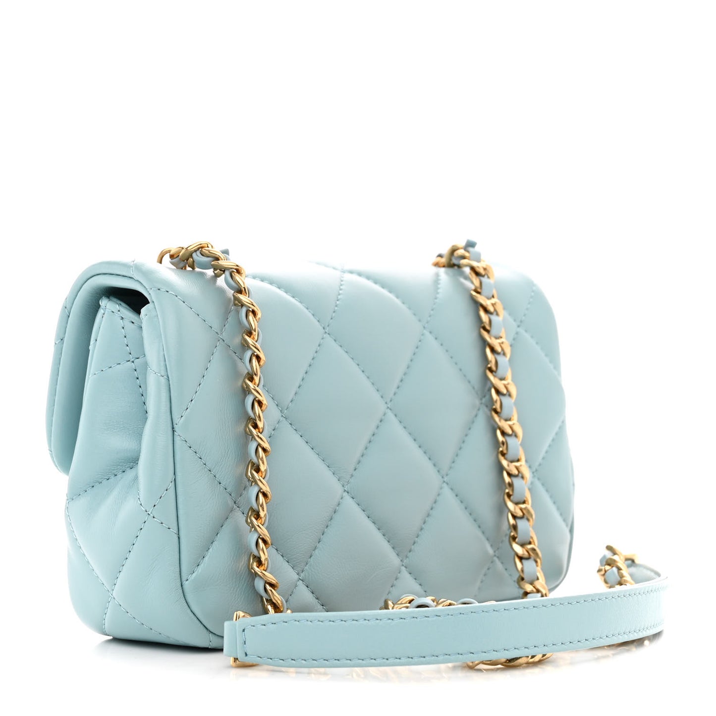 Lambskin Quilted Mini Flap Light Blue