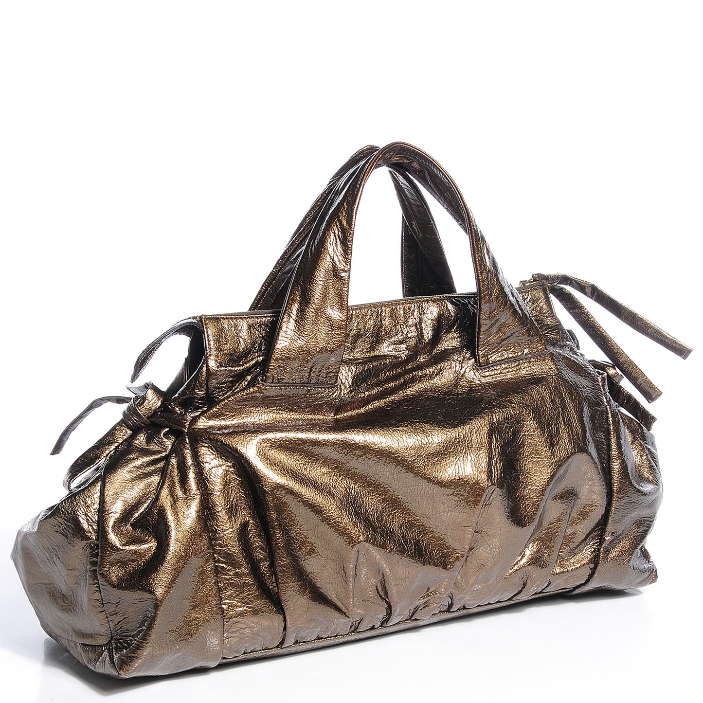 Patent Leather Medium Hysteria Top Handle Bag Gold