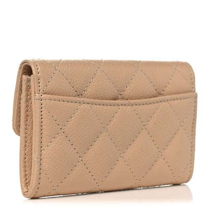 Chanel Caviar Quilted Flap Card Holder Wallet Beige 3 of 9