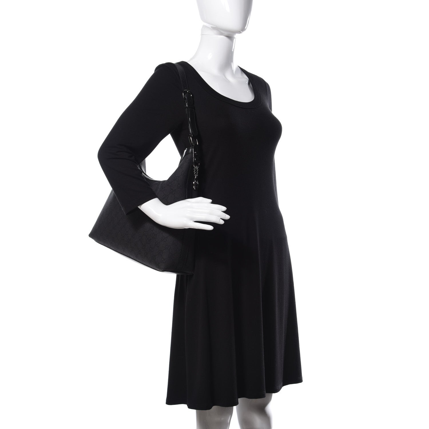 Gucci Denim Monogram Hobo Black 2 of 13