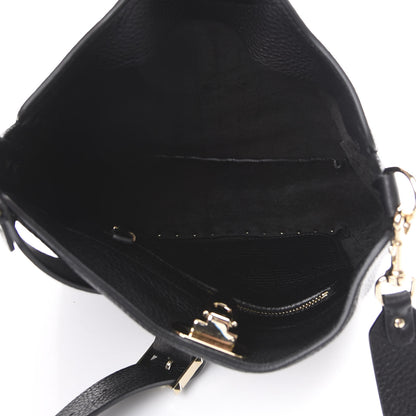 Valentino Garavani Pebbled Calfskin Small Rockstud Flip-Lock Messenger Bag Black 4 of 8