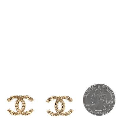 Chanel Metal Textured CC Earrings Gold 2 of 4