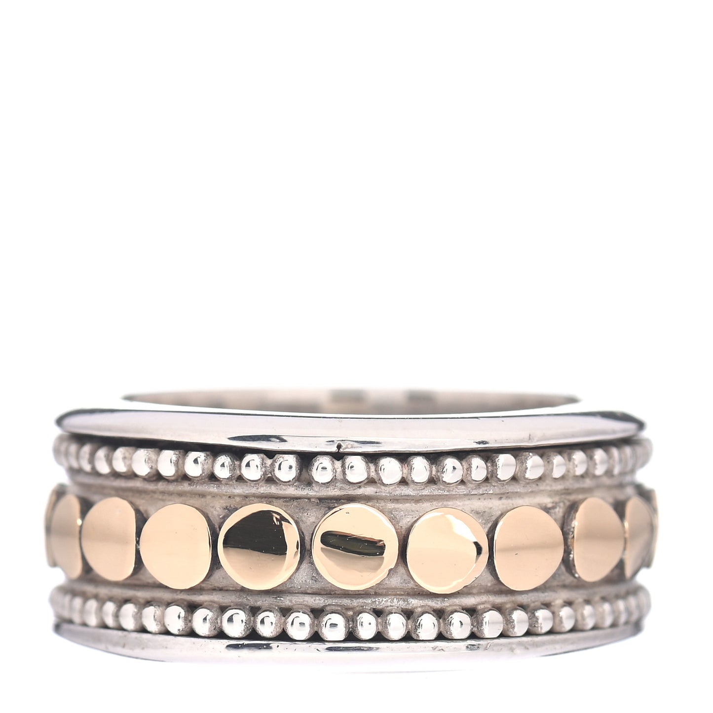 Sterling Silver 18K Yellow Gold Dot Band Ring 53 6.5