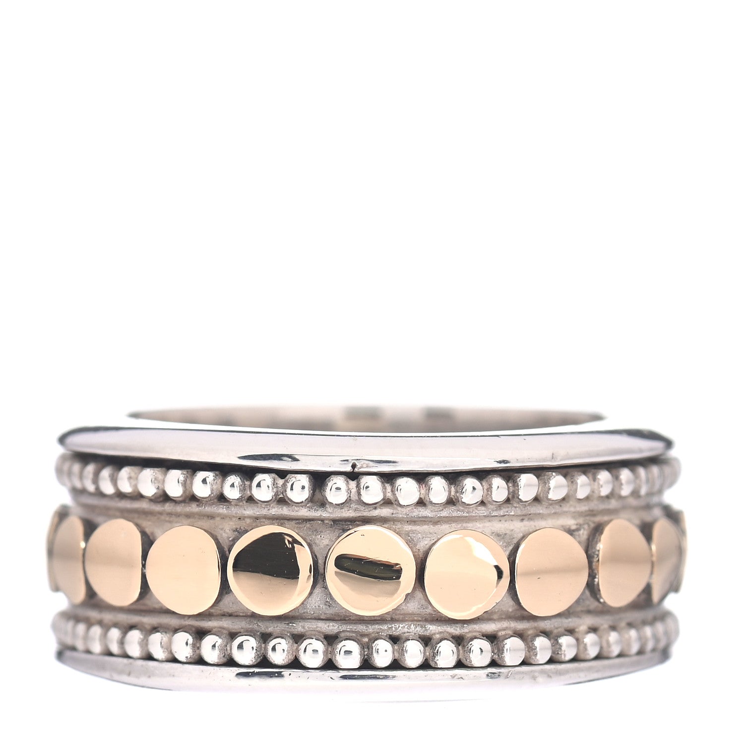 John Hardy Sterling Silver 18K Yellow Gold Dot Band Ring 53 6.5 3 of 4